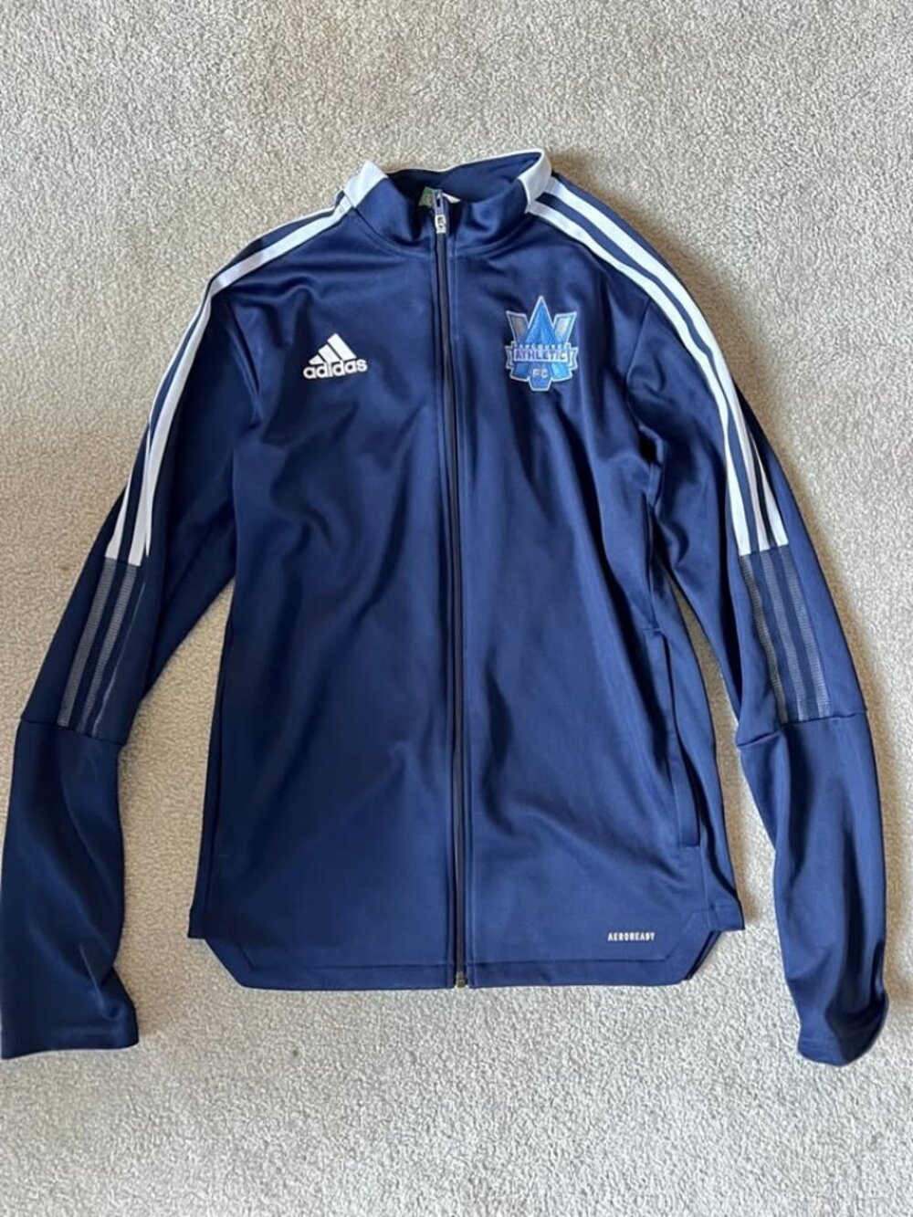 adidas Tiro 21 Men's Track Jacket Size S Navy Blue White Full Zip